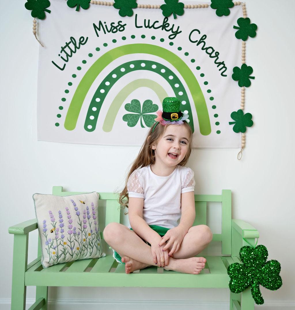 Fabric Tapestry Banner, Little Miss Lucky Charm, Kids Wall Art Room Decor