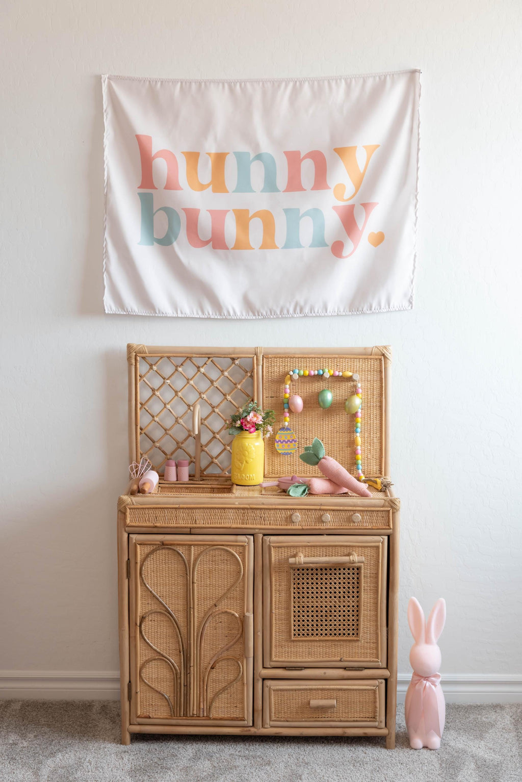 Hunny Bunny Fabric Tapestry Banner: Kids Room Wall Decor