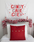 Christmas Banner, Candy Cane Crew, Kids Fabric Tapestry