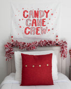 Christmas Banner, Candy Cane Crew, Kids Fabric Tapestry