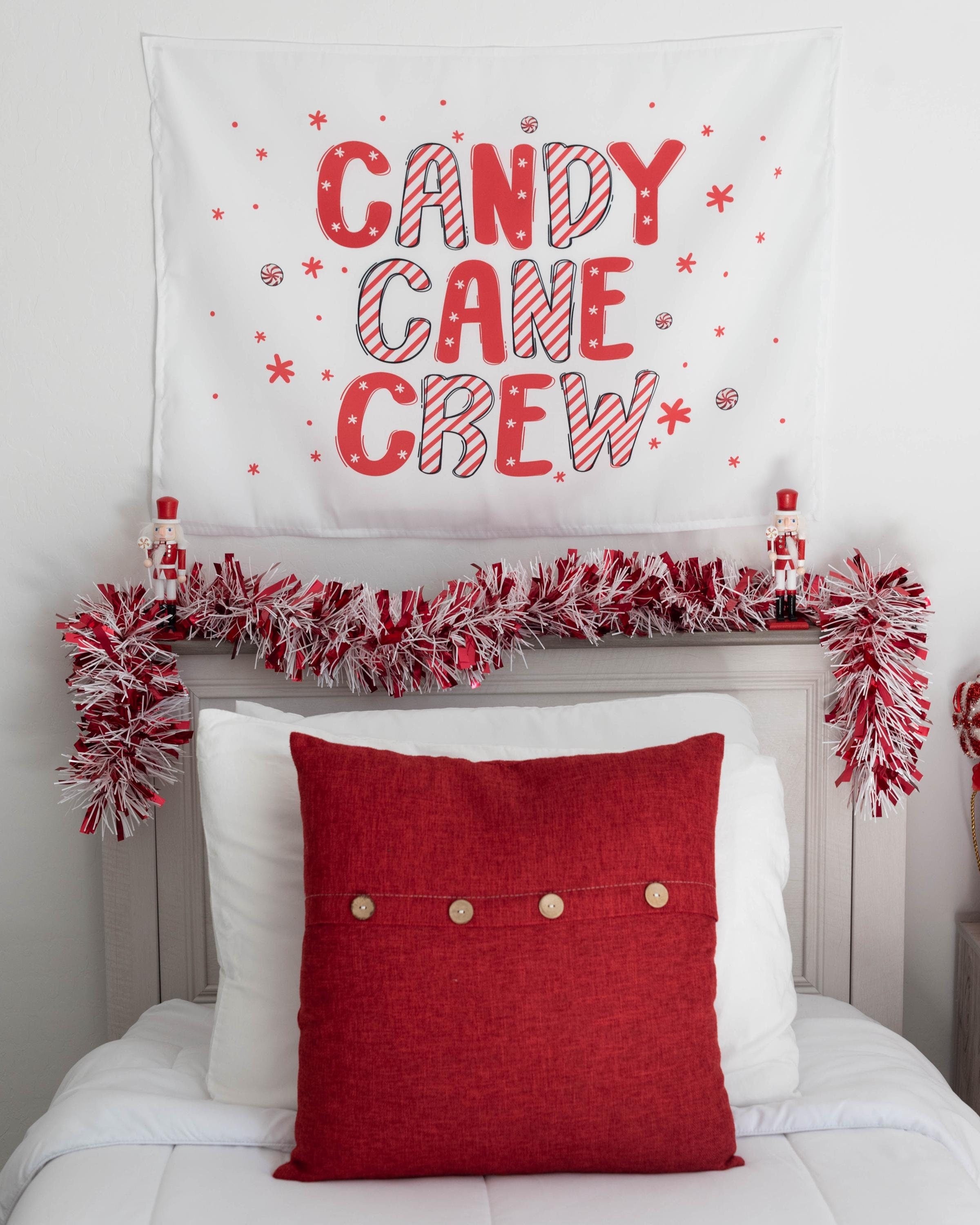 Christmas Banner, Candy Cane Crew, Kids Fabric Tapestry