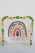 Christmas Banner Holly and Jolly, Festive Kids Fabric Tapestry, Wall art Room Decor