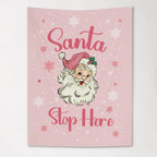 Christmas Banner Santa Stop Here, Kids Fabric Tapestry, Wall art Room Decor