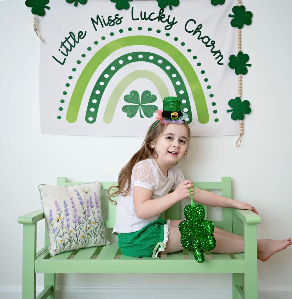 Fabric Tapestry Banner, Little Miss Lucky Charm, Kids Wall Art Room Decor