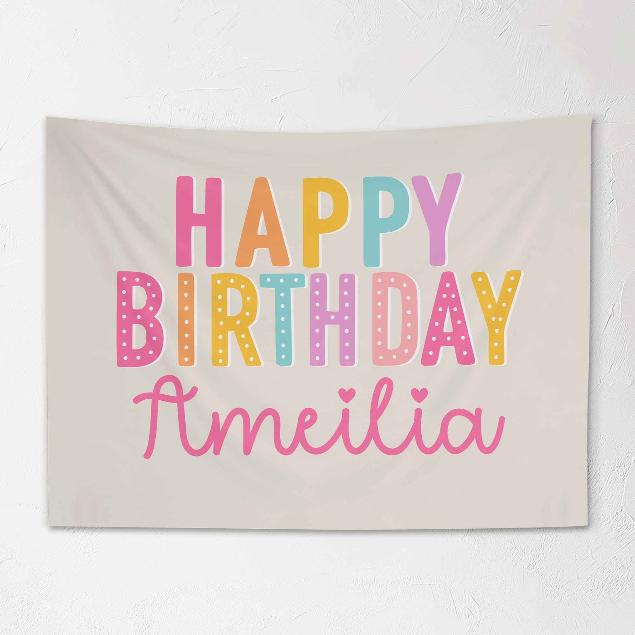 Kids Personalized Birthday Banner, Custom Rainbow Wall Hanging with Name