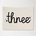 Fabric Tapestry Banner, THREE Birthday, Kids Wall Art Room Decor, Children's Wall Art
