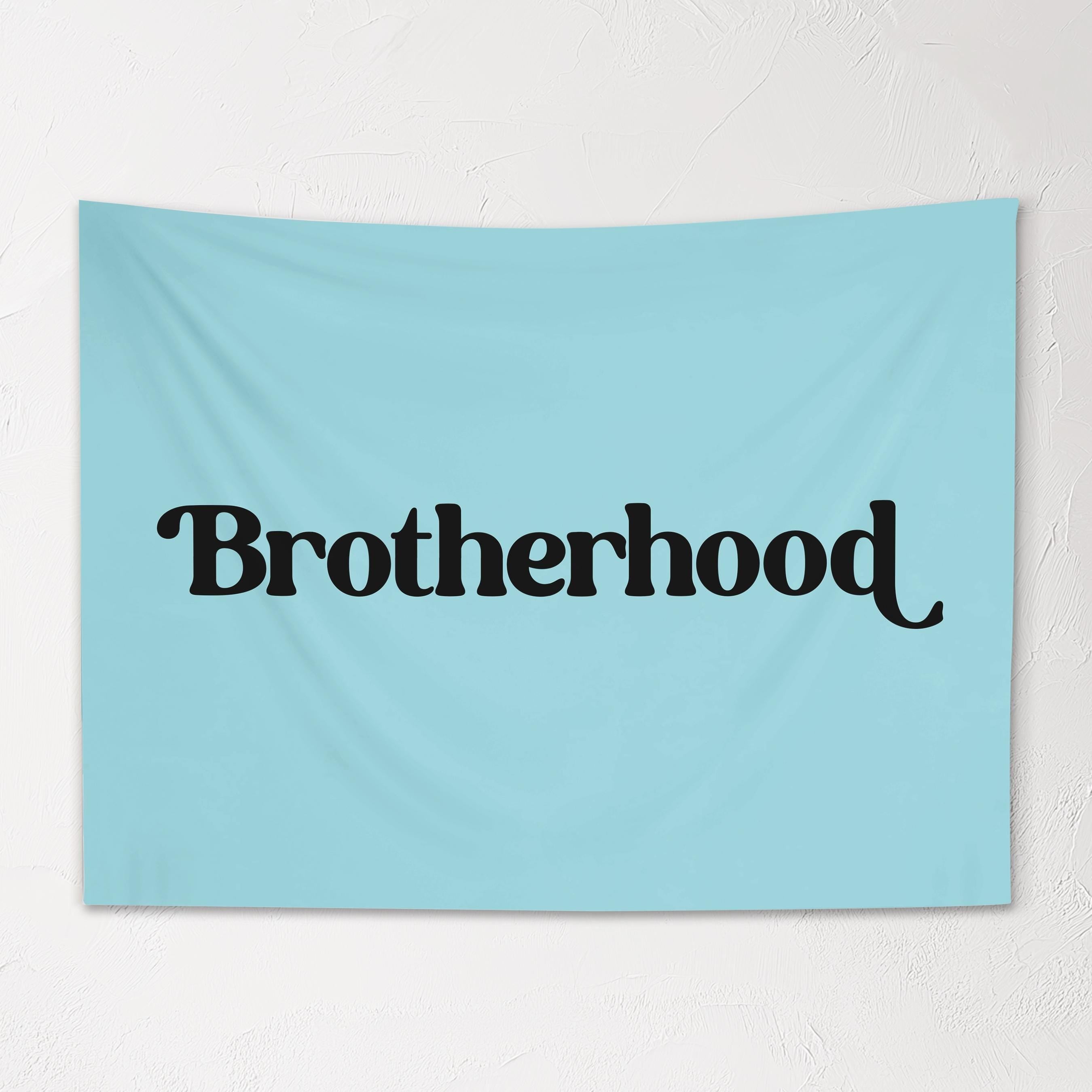 Fabric Tapestry Banner, Brotherhood , Kids Wall Art Room Decor, Blue Children's Wall Art