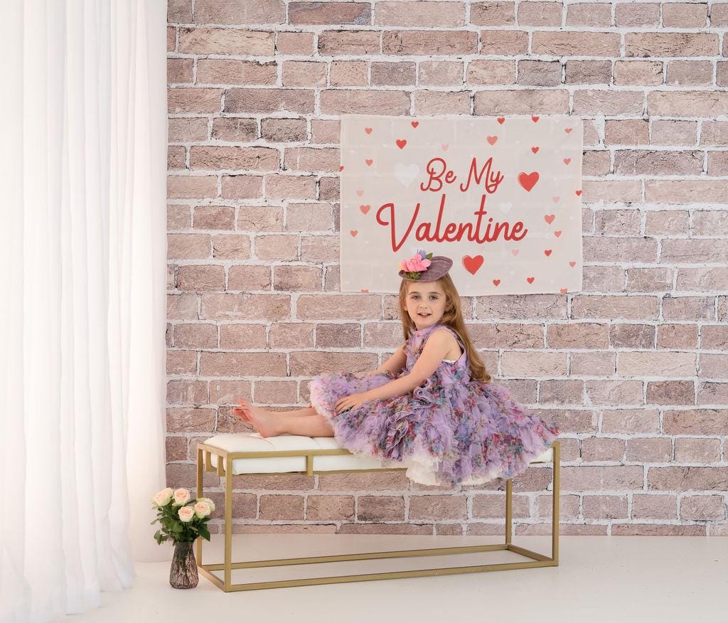 Fabric Tapestry Banner, Be My Valentine, Kids Wall Art Room Decor, Children's Wall Art