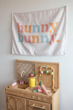 Hunny Bunny Fabric Tapestry Banner: Kids Room Wall Decor