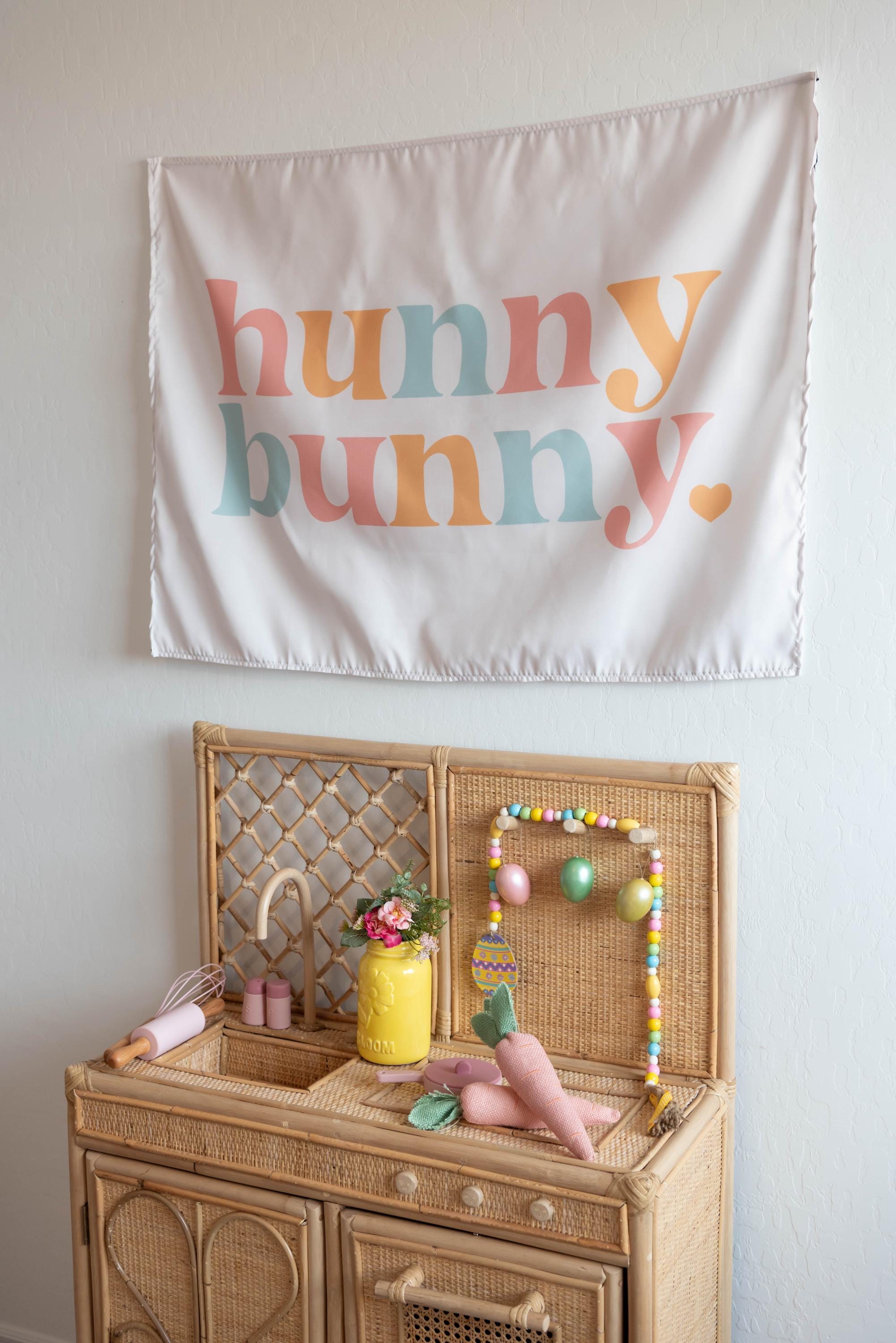 Hunny Bunny Fabric Tapestry Banner: Kids Room Wall Decor