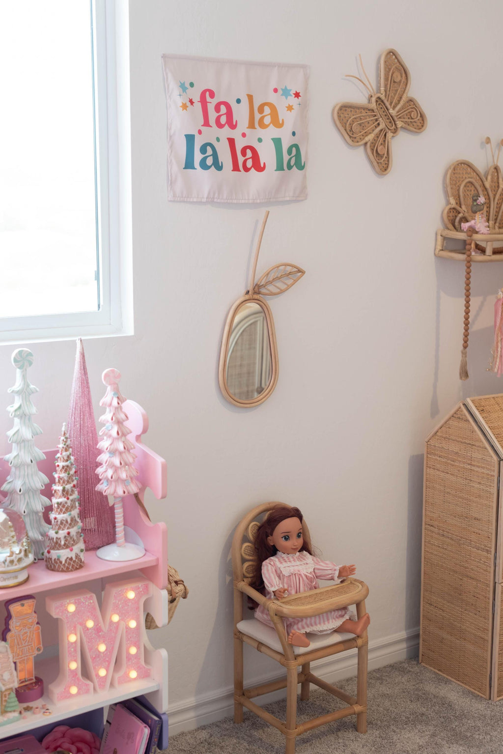 Christmas Banner, Fa La La La La, Festive Kids Fabric Tapestry,  Room Decor