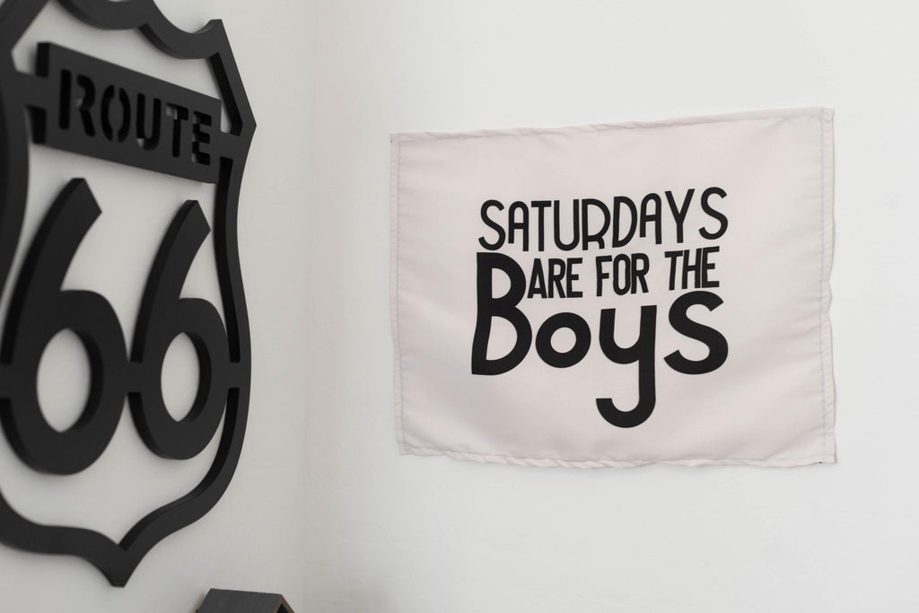 Fabric Tapestry Banner, Saturdays are for the Boys, Kids  Wall Art Decor