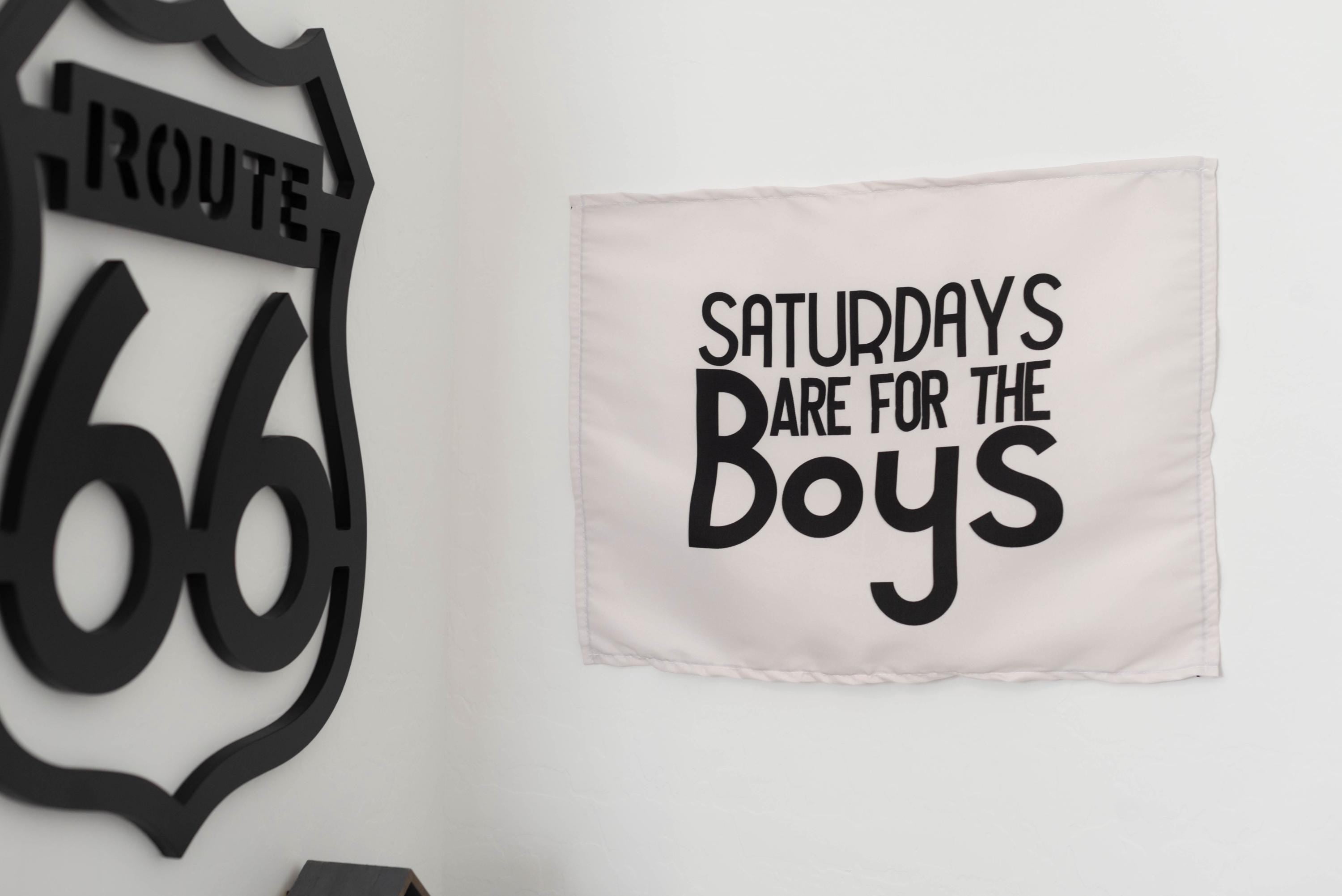 Fabric Tapestry Banner, Saturdays are for the Boys, Kids  Wall Art Decor