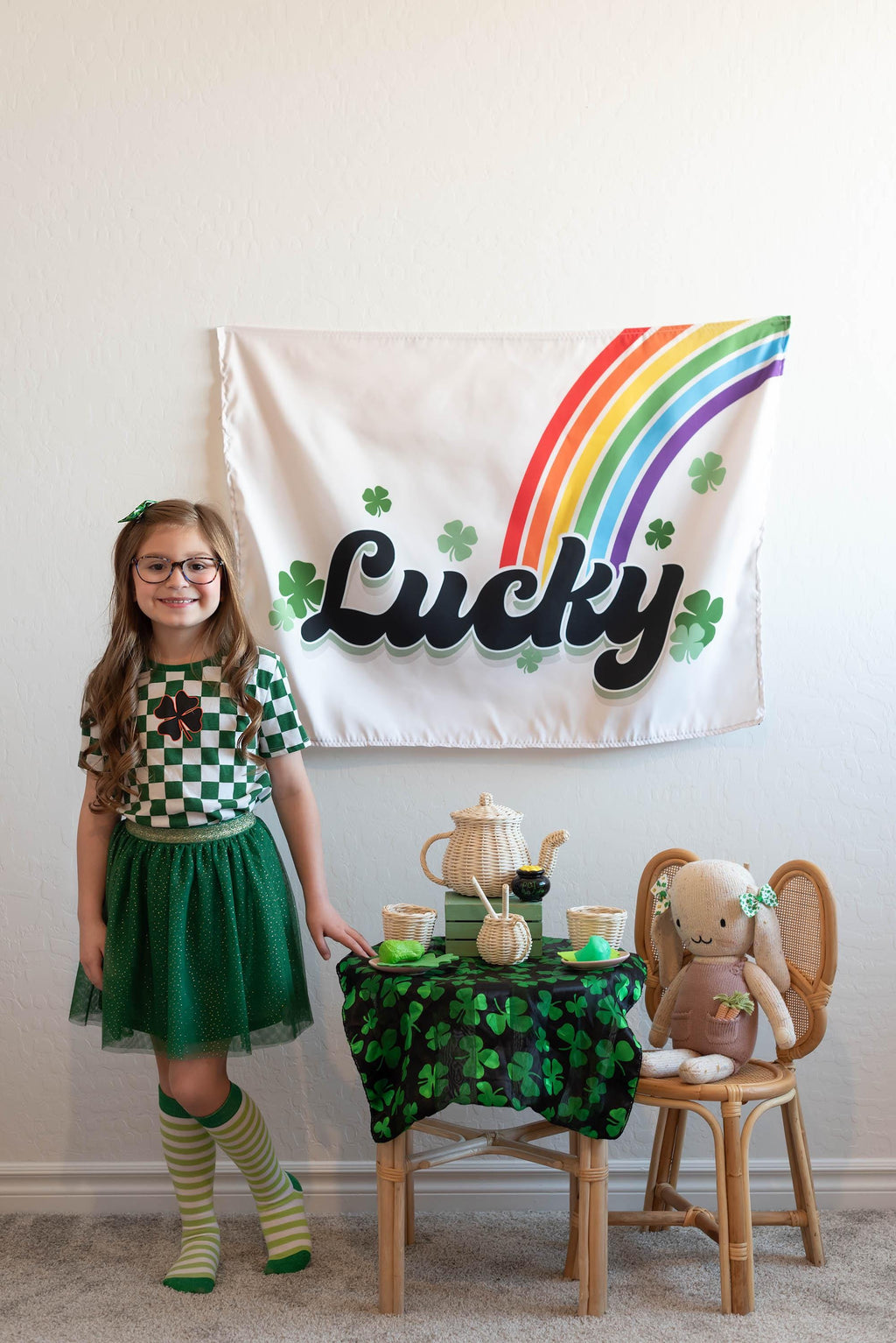 Fabric Tapestry Banner, Lucky, Kids Wall Art Room Decor, Children's Wall Art