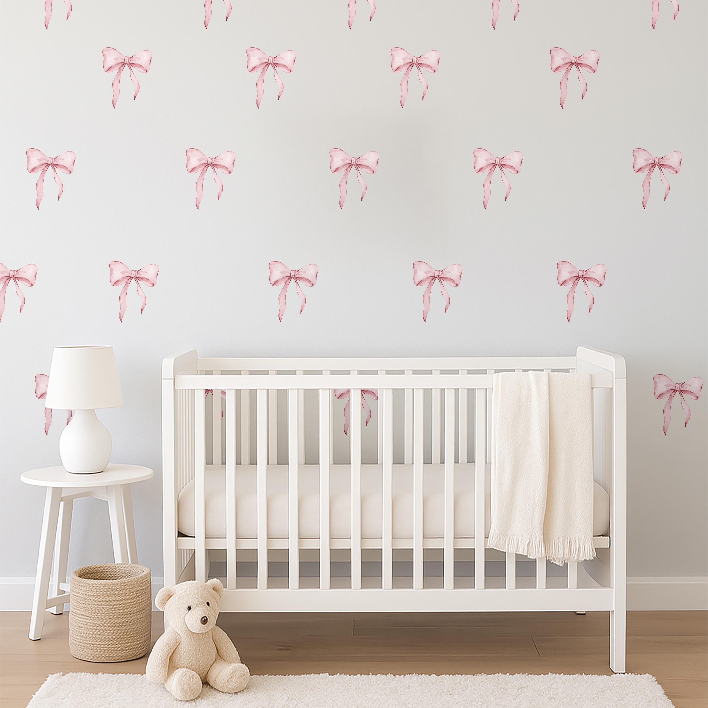 Pink Watercolor Bows Wall Decals