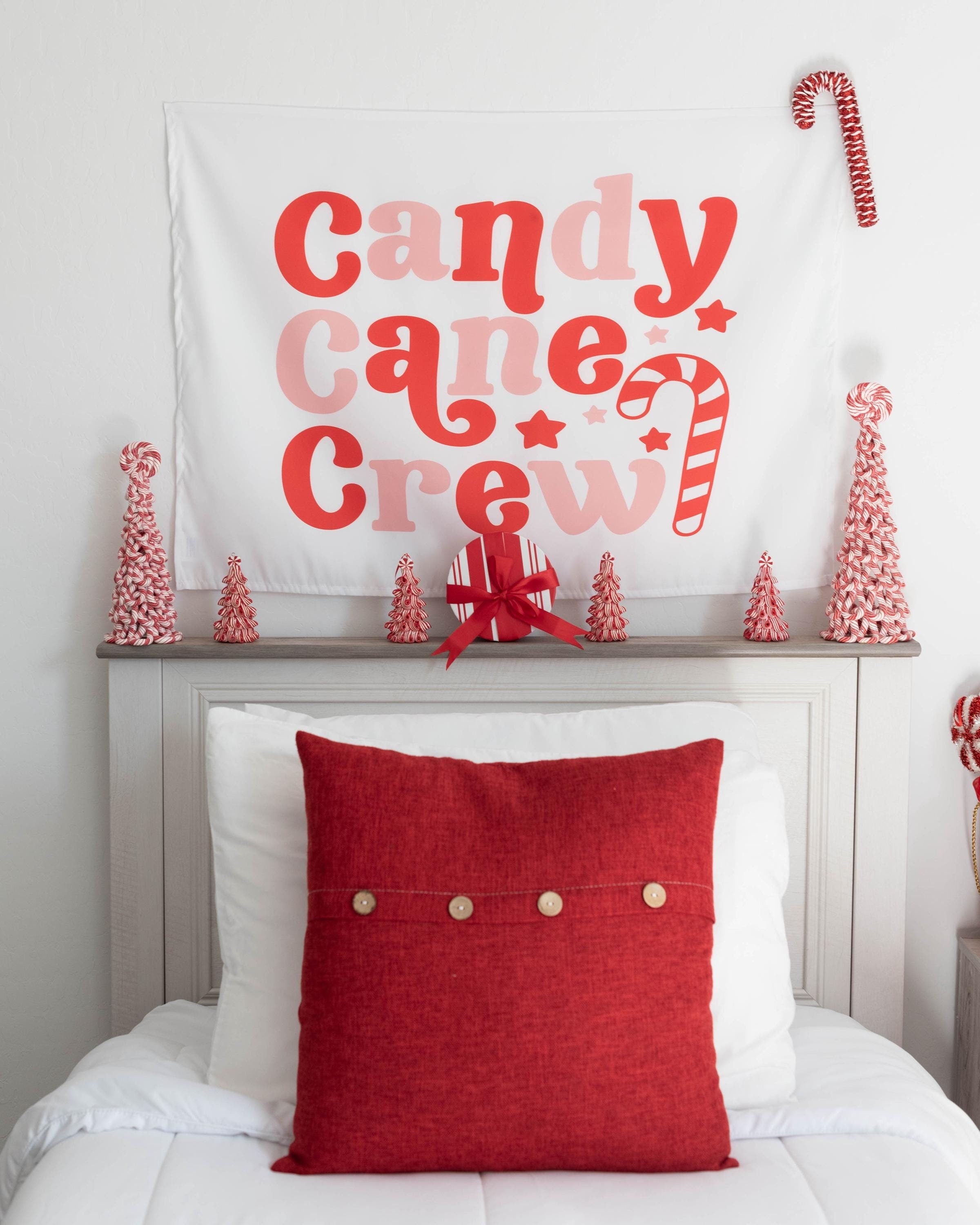 Christmas Banner, Candy Cane Crew, Kids Fabric Tapestry