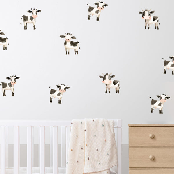 Watercolor Cow Wall Decals, Wall Decor, Kids Room Wall Decals