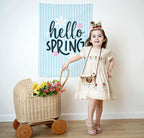 Fabric Tapestry Banner, Hello Spring, Kids Wall Art Room Decor, Children's Wall Art