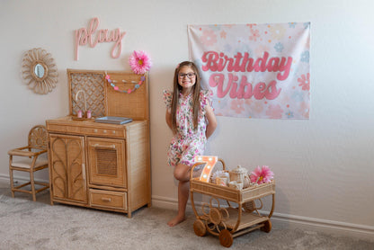 Fabric Tapestry Banner, Birthday Vibes, Kids Wall Art Room Decor, Children's Wall Art