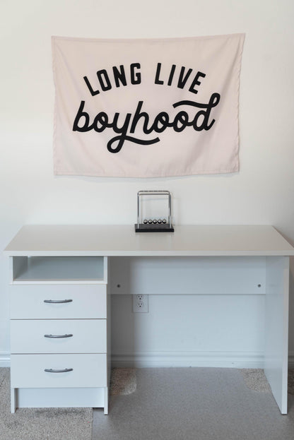 Fabric Tapestry Banner, Long Live Boyhood Original, Kids Wall Art Decor