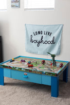 Fabric Tapestry Banner, Long Live Boyhood Blue, Kids  Wall Art Decor