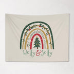 Christmas Banner Holly and Jolly, Festive Kids Fabric Tapestry, Wall art Room Decor