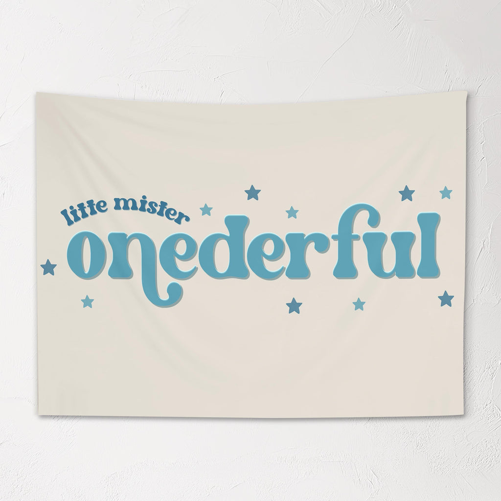 Fabric Tapestry Banner, Little Mister Onederful, Kids Wall Art Room Decor