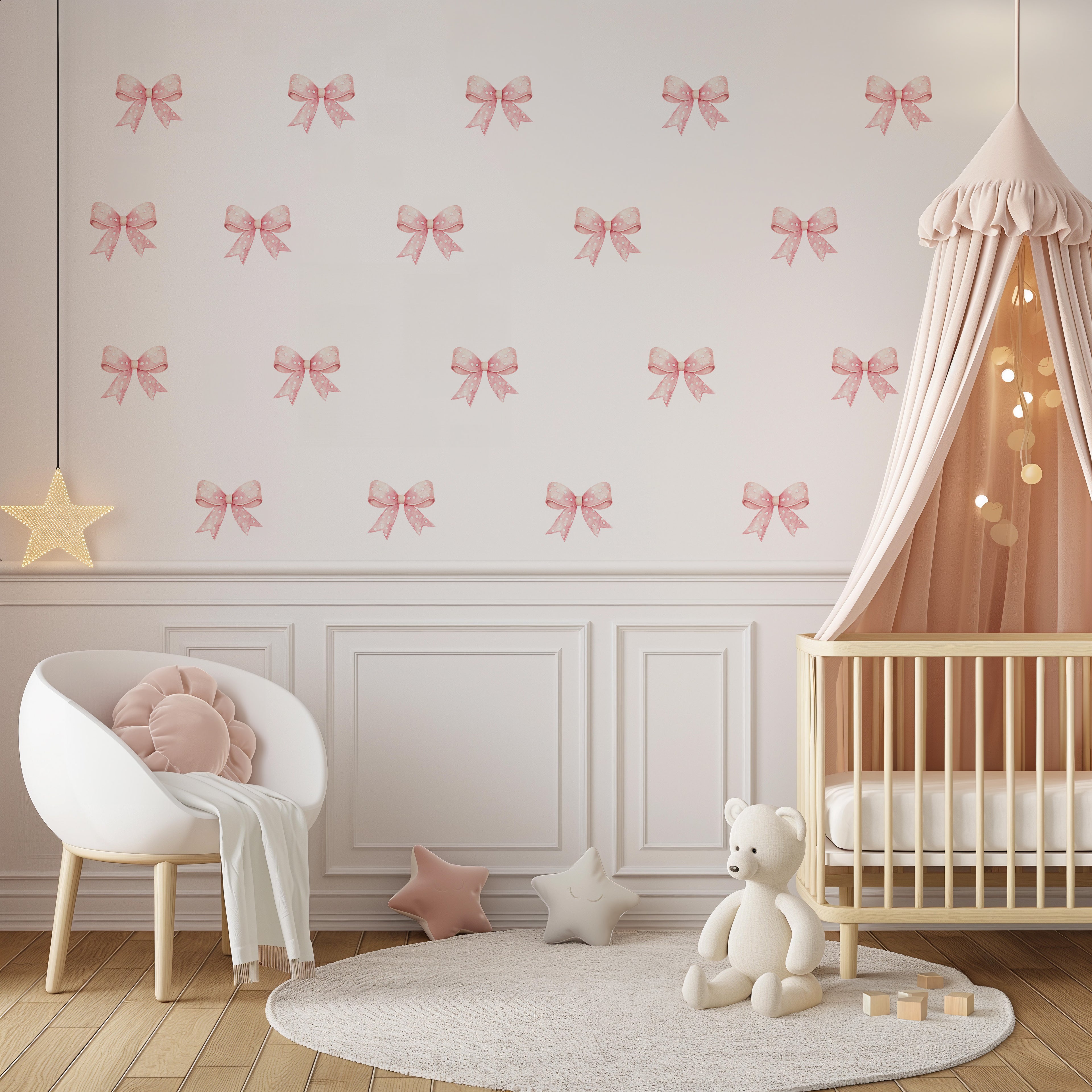 Blush Dot Bows Wall Decals