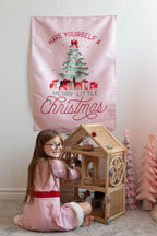 Christmas Banner Pink - Have Yourself a Merry Little Christmas, Kids Fabric Tapestry