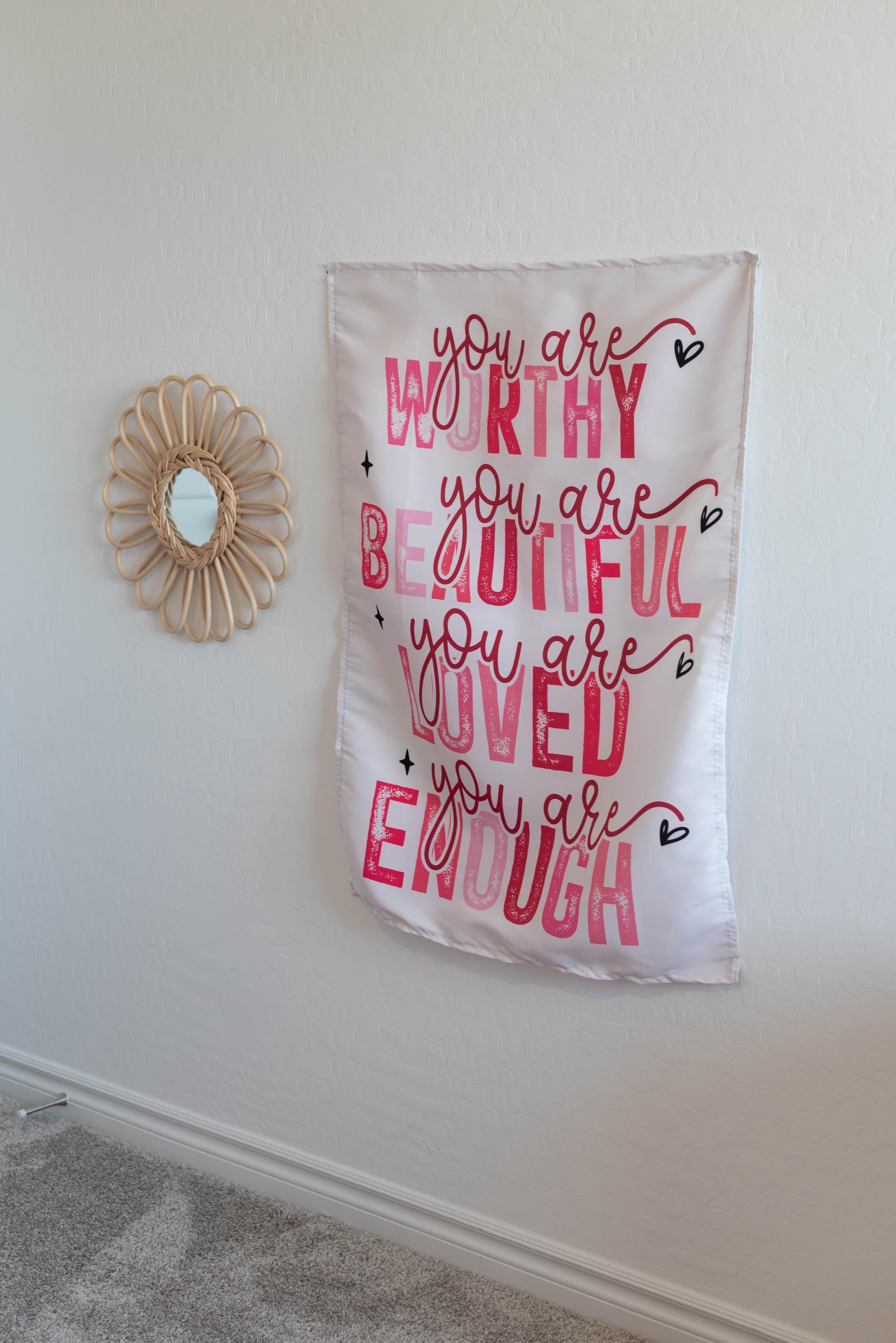 You Are Worthy Fabric Tapestry Banner: Kids Room Wall Art