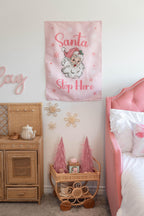 Christmas Banner Santa Stop Here, Kids Fabric Tapestry, Wall art Room Decor
