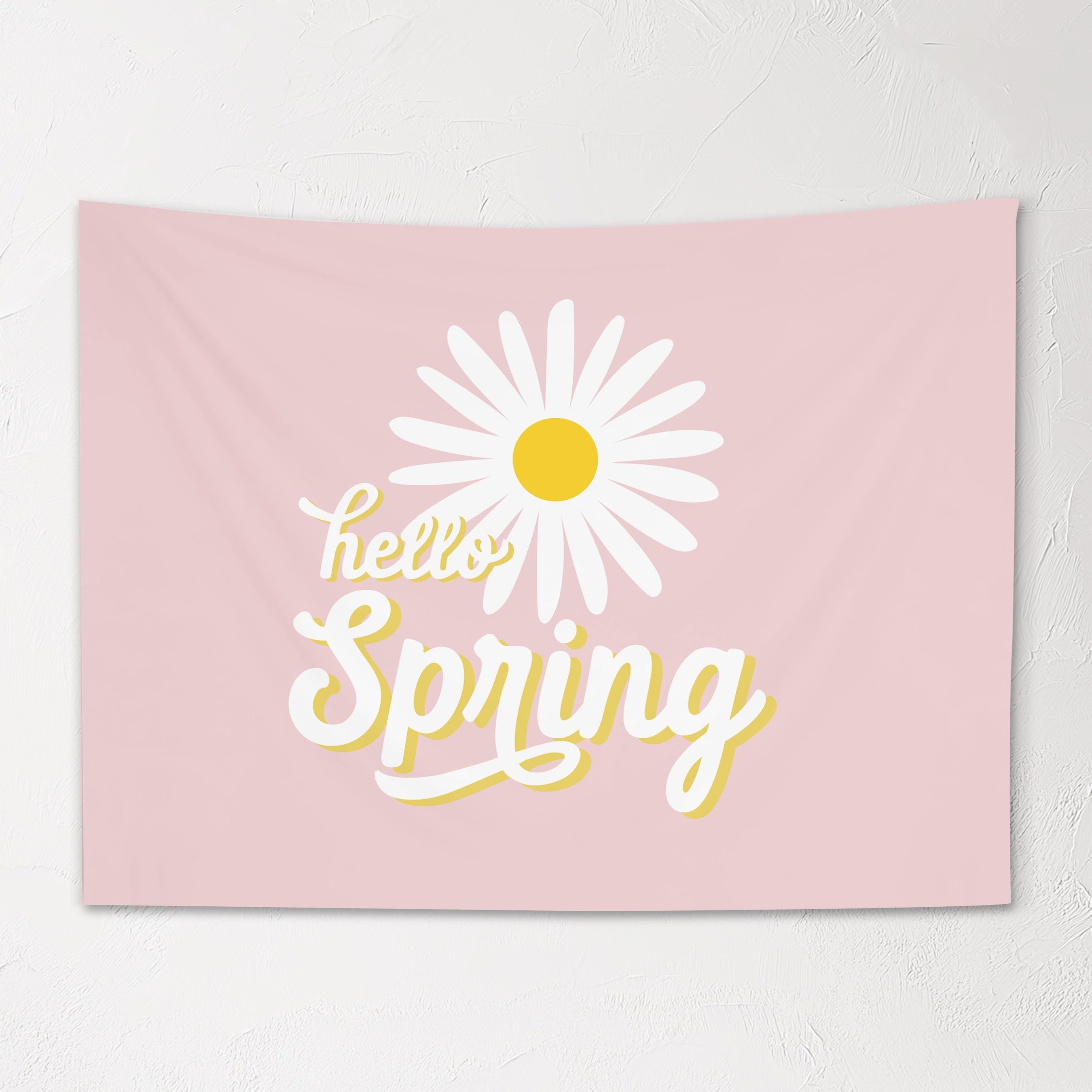Fabric Tapestry Banner, Hello Spring, Kids Wall Art Room Decor, Children's Wall Art