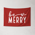 Christmas Banner, Be Merry, Kids Fabric Tapestry, Wall art Room Decor