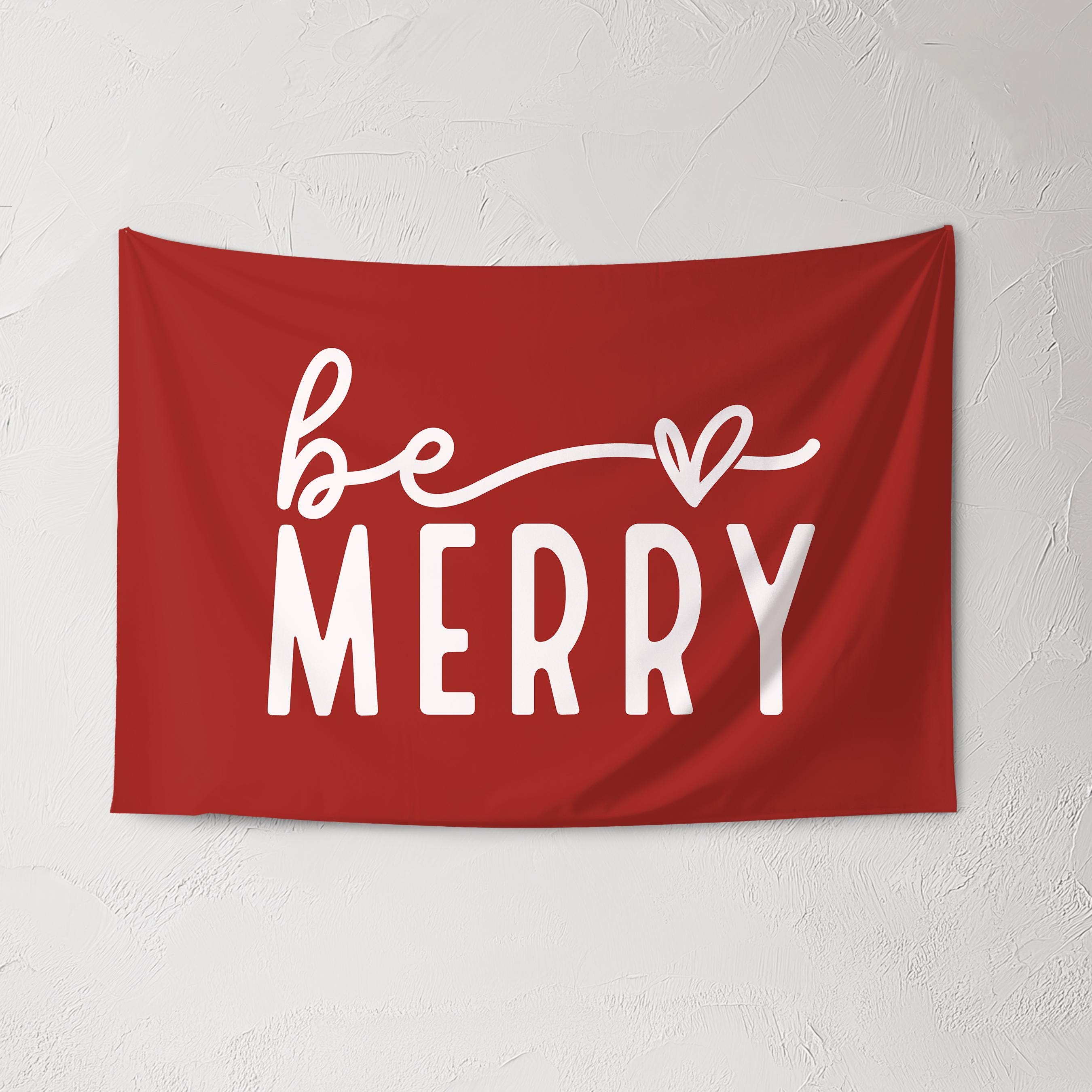 Christmas Banner, Be Merry, Kids Fabric Tapestry, Wall art Room Decor