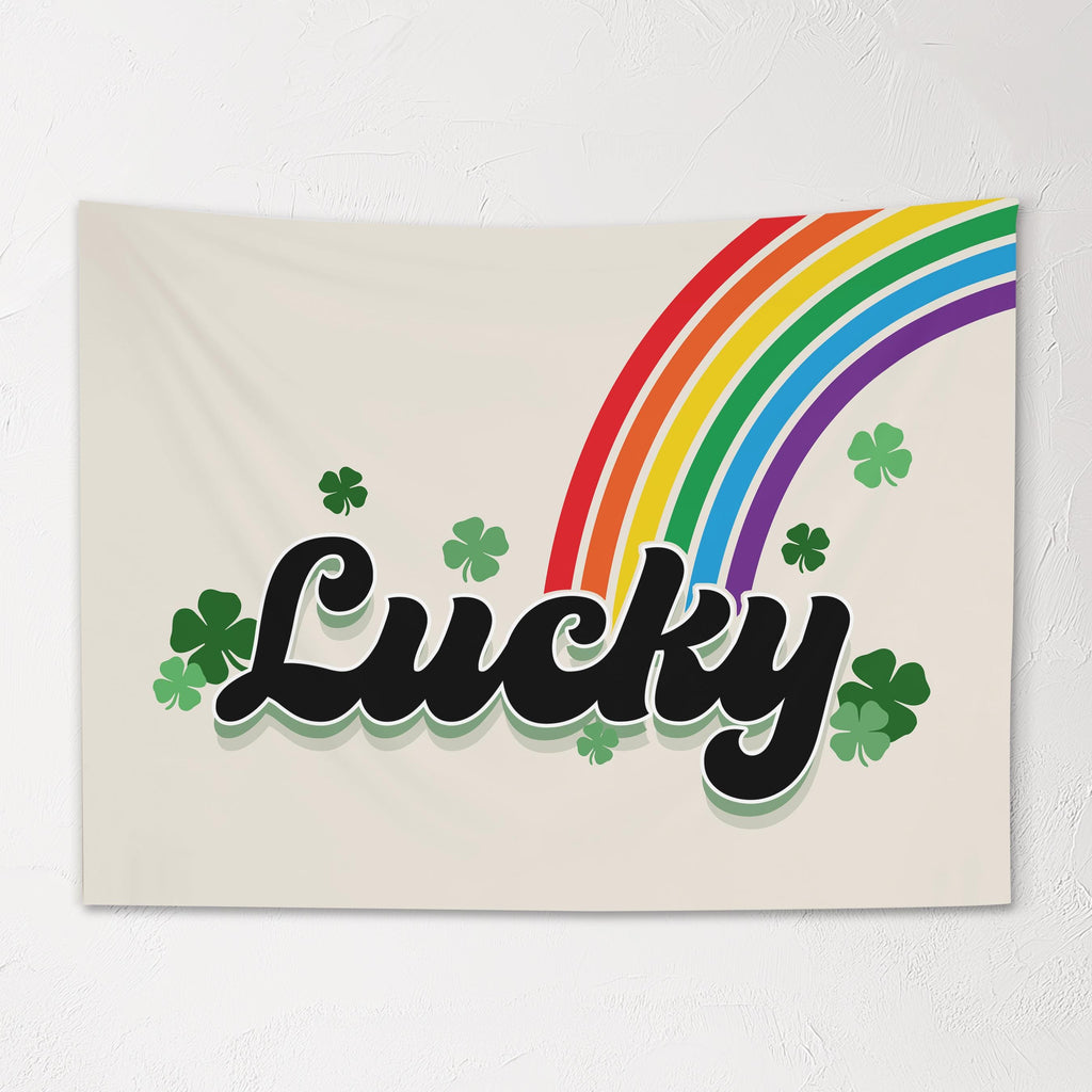 Fabric Tapestry Banner, Lucky, Kids Wall Art Room Decor, Children's Wall Art
