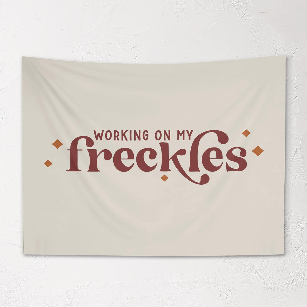 Fabric Tapestry Banner, Working on my Freckles, Kids Wall Art Room Decor