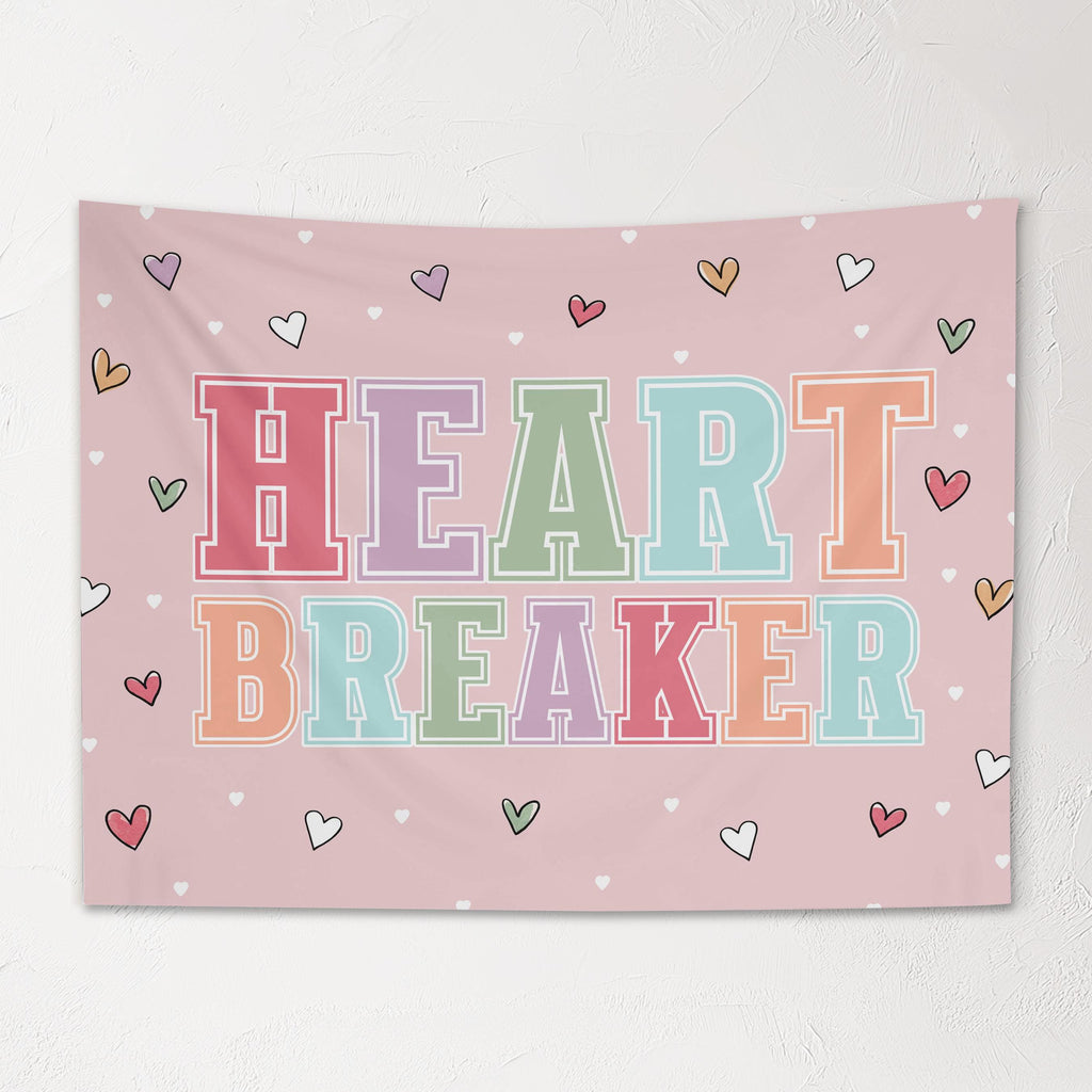 Fabric Tapestry Banner, Heart Breaker, Kids Wall Art Room Decor, Children's Wall Art