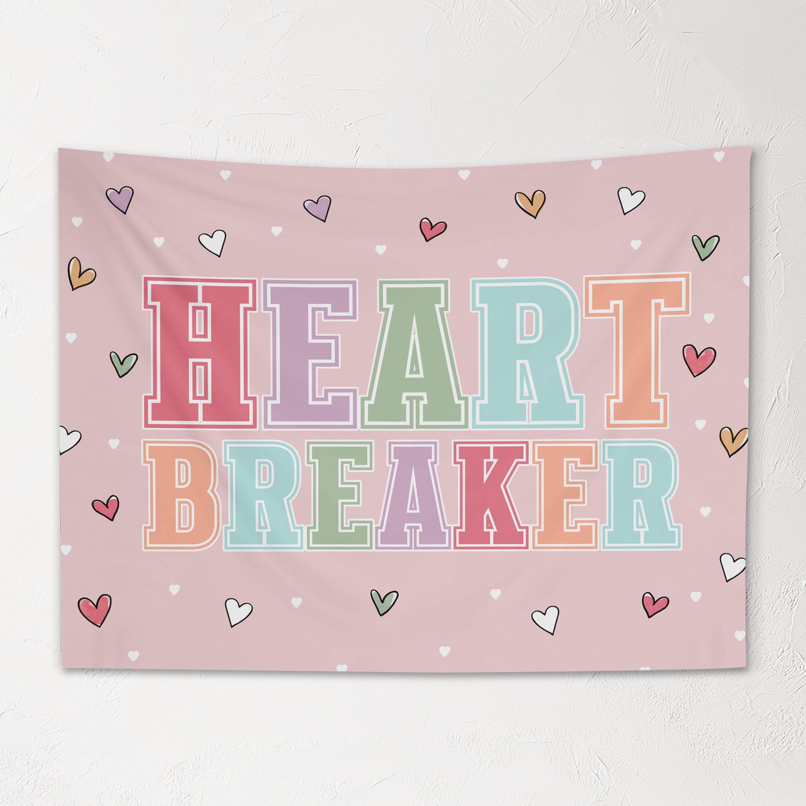 Fabric Tapestry Banner, Heart Breaker, Kids Wall Art Room Decor, Children's Wall Art