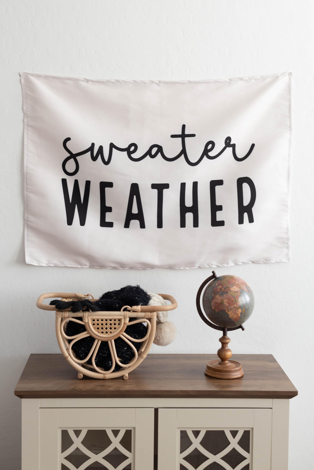 Fabric Tapestry Banner, Sweater Weather, Kids Wall Art Room Decor