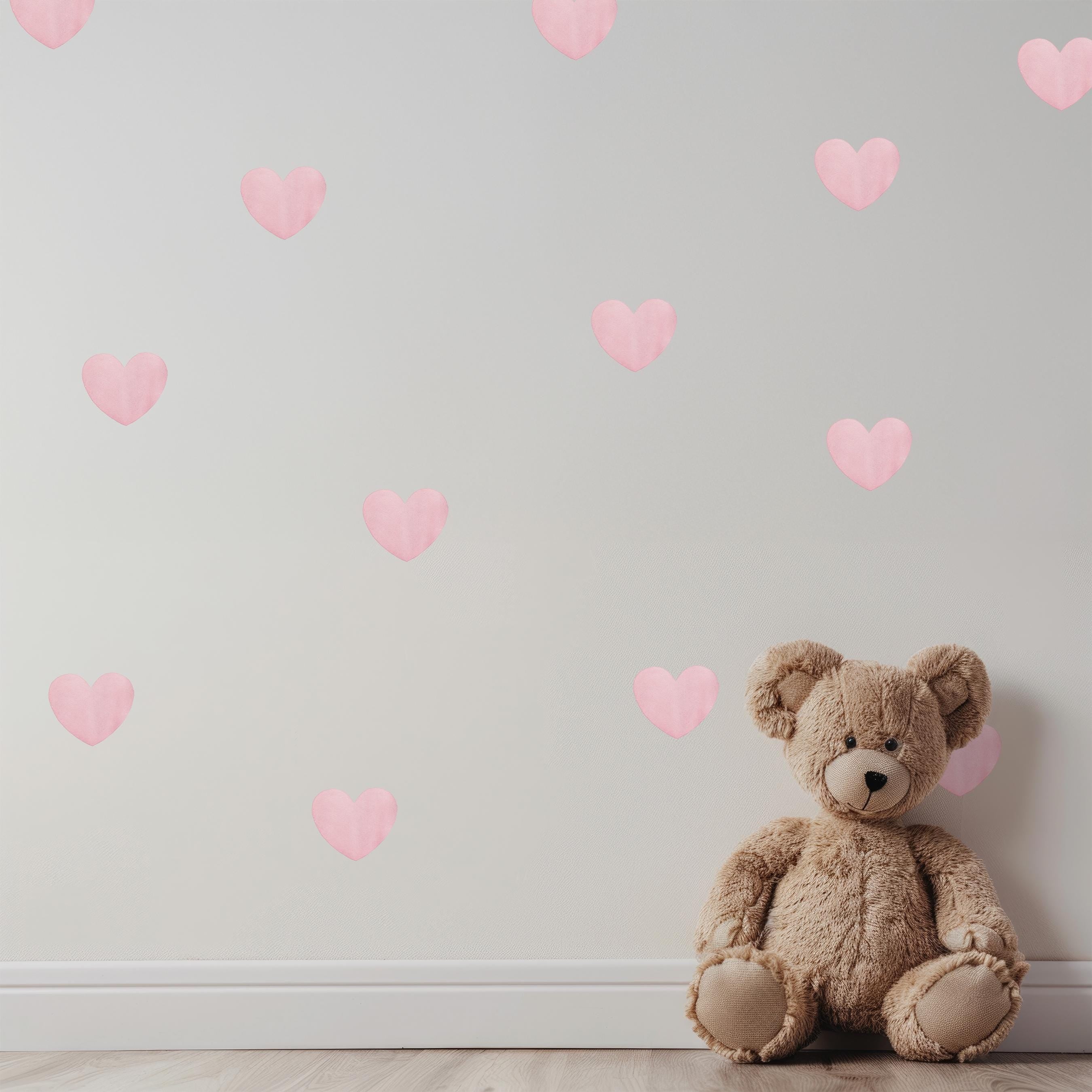 Watercolor Hearts Wall Decals