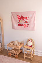 Christmas Banner, Believe in the Magic, Kids Fabric Tapestry, Wall art Room Decor