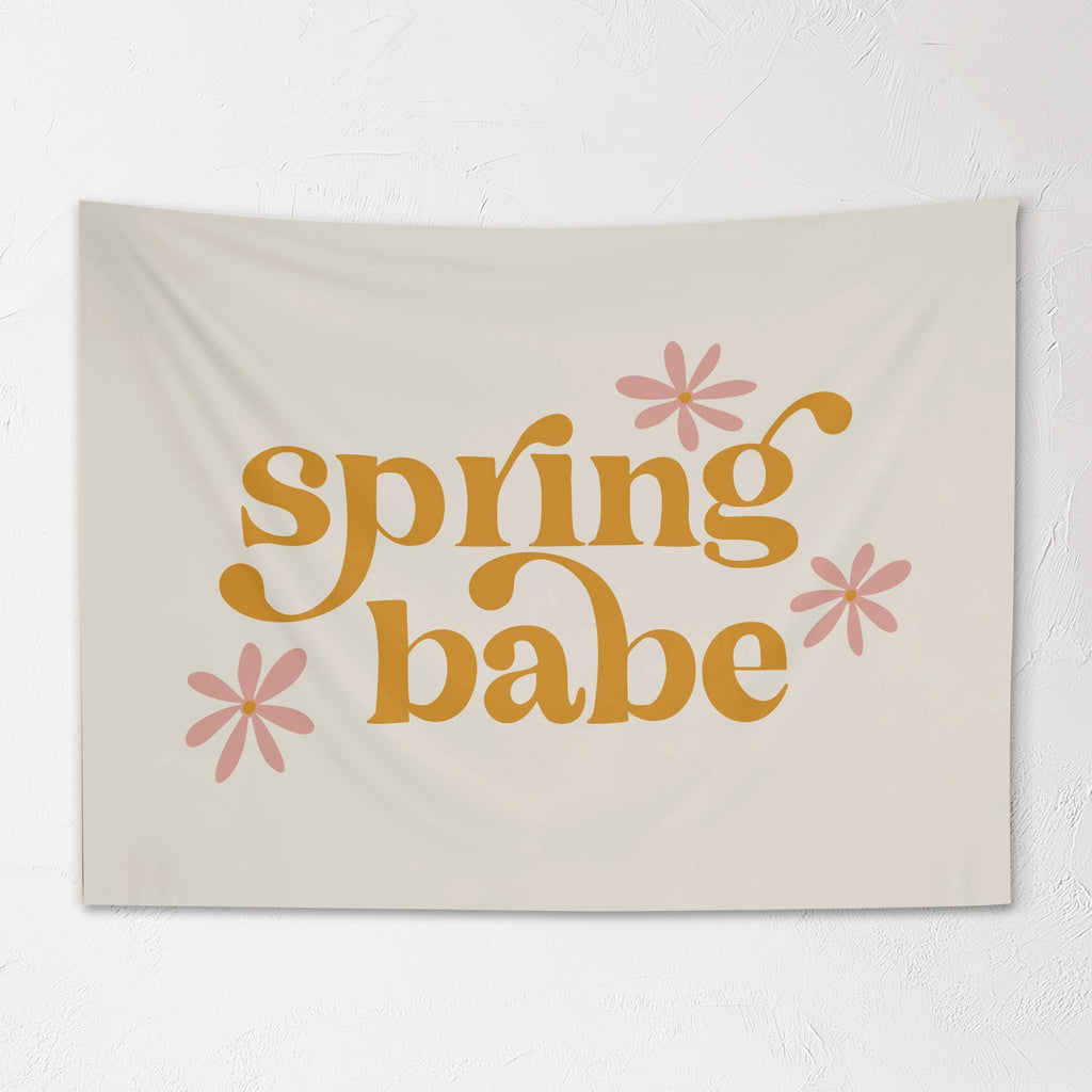 Fabric Tapestry Banner, Spring Babe , Kids Wall Art Room Decor, Children's Wall Art
