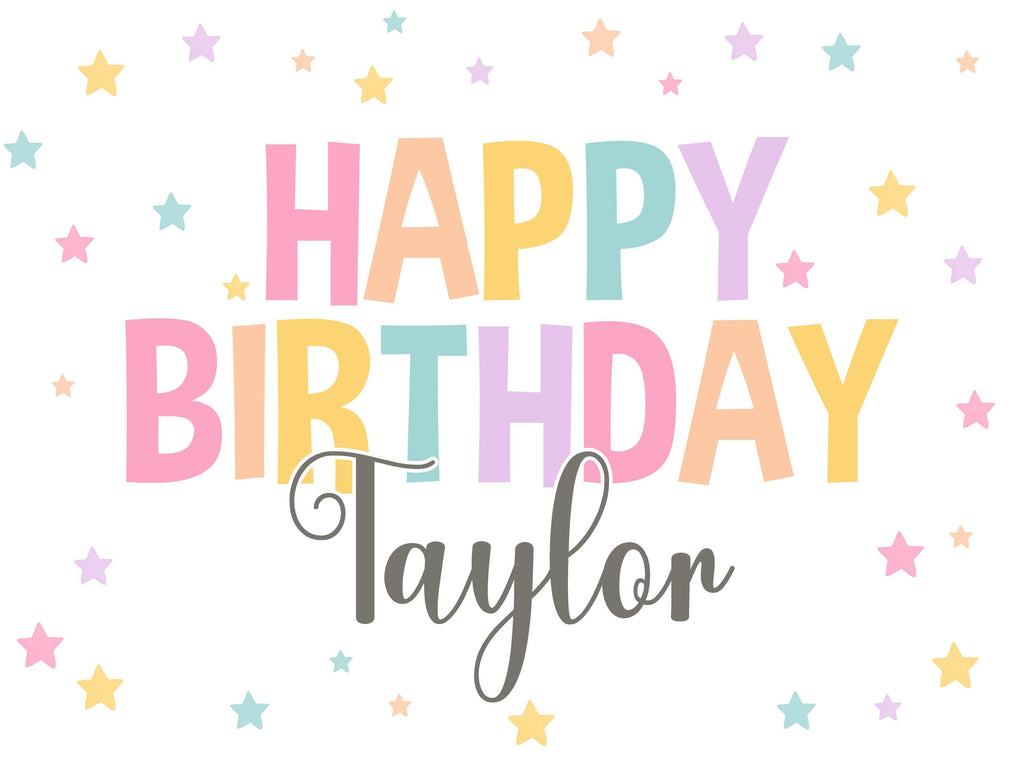 Kids Personalized Birthday Banner, Custom Rainbow Stars Birthday Sign with Name