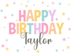 Kids Personalized Birthday Banner, Custom Rainbow Stars Birthday Sign with Name