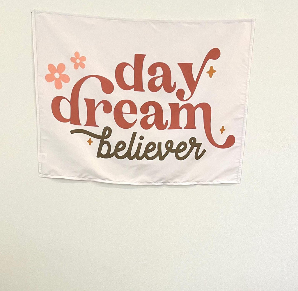 Fabric Tapestry Banner, Daydream Believer, Kids Wall Art Room Decor