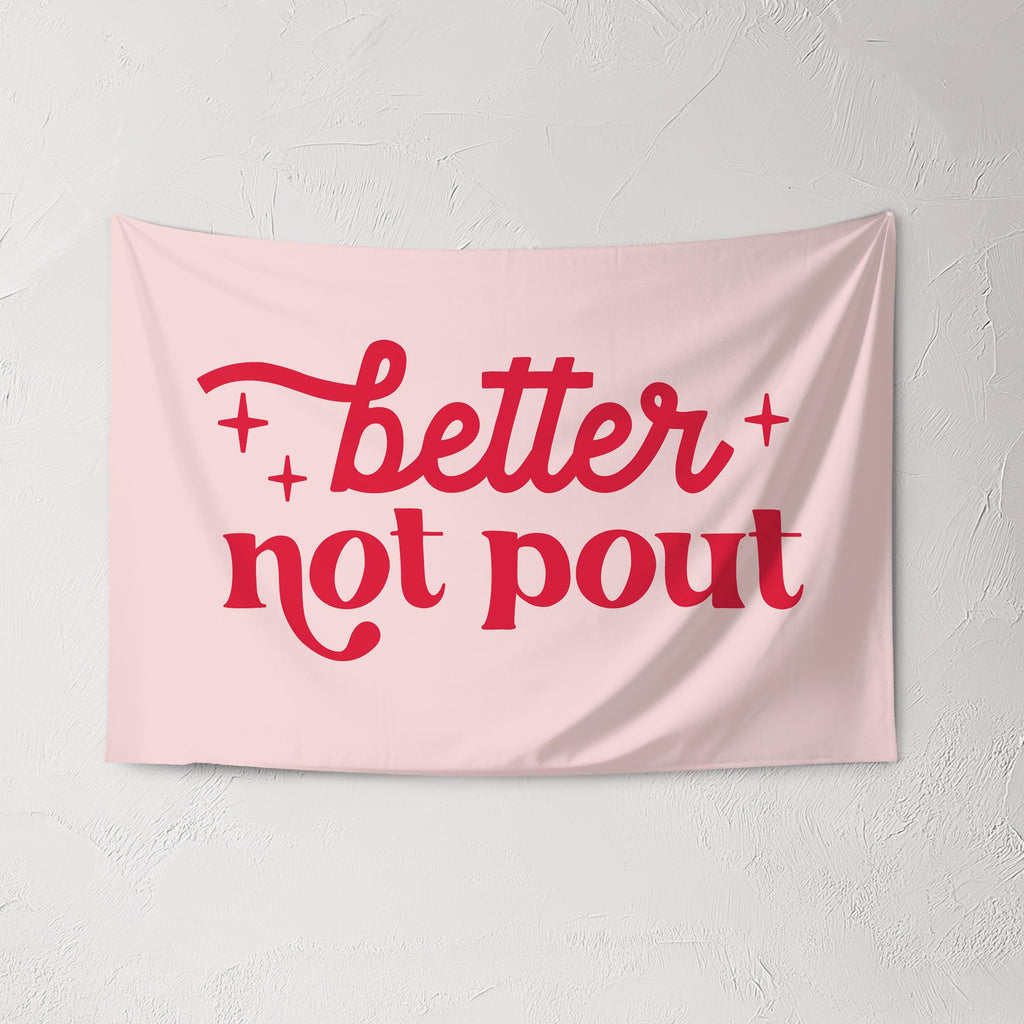 Christmas Banner, Better Not Pout, Kids Fabric Tapestry, Wall art Room Decor