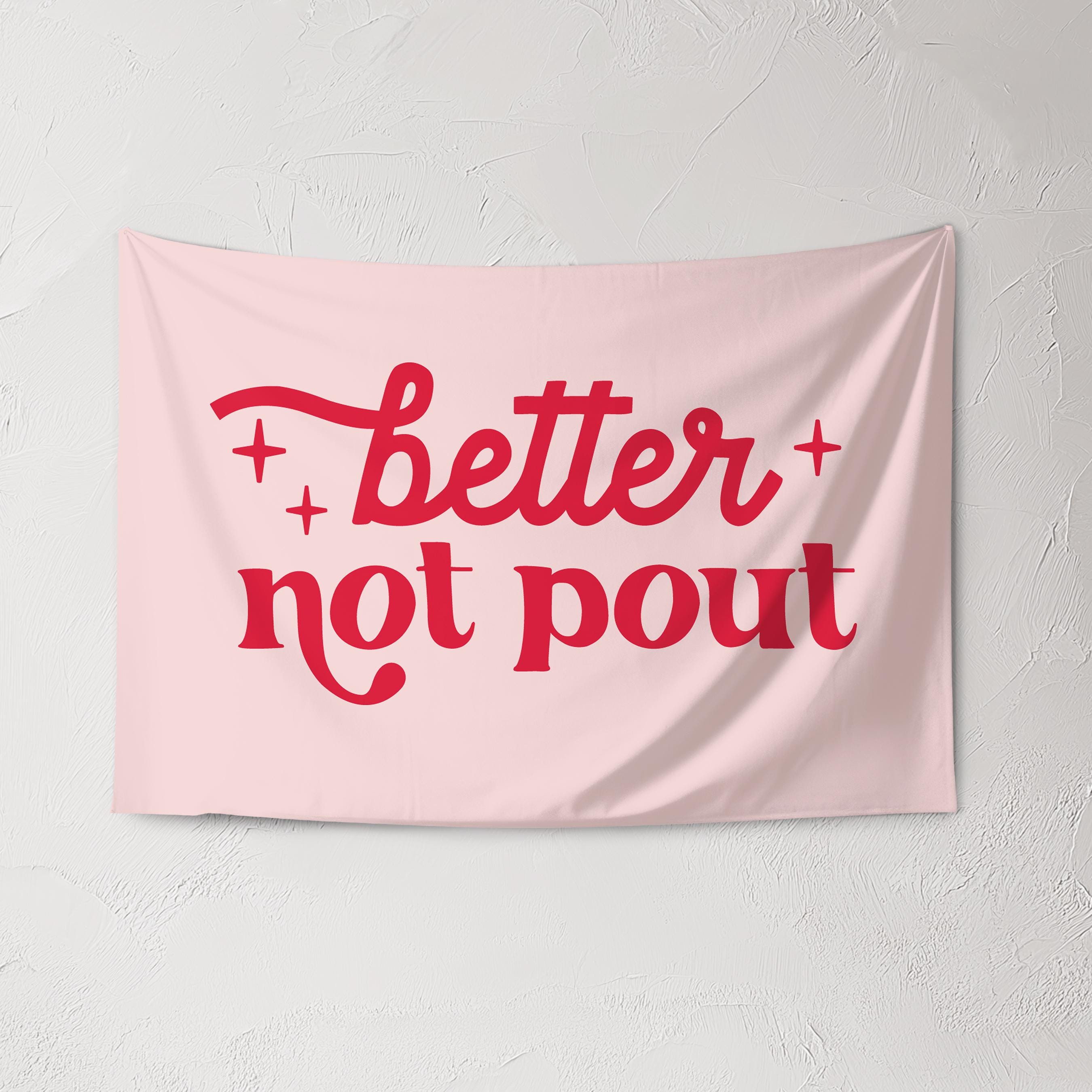 Christmas Banner, Better Not Pout, Kids Fabric Tapestry, Wall art Room Decor