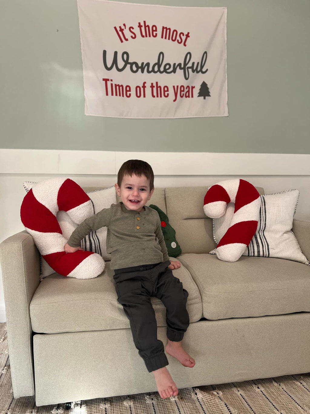 Christmas Banner, It's The Most Wonderful Time of The Year, Festive Kids Fabric Tapestry