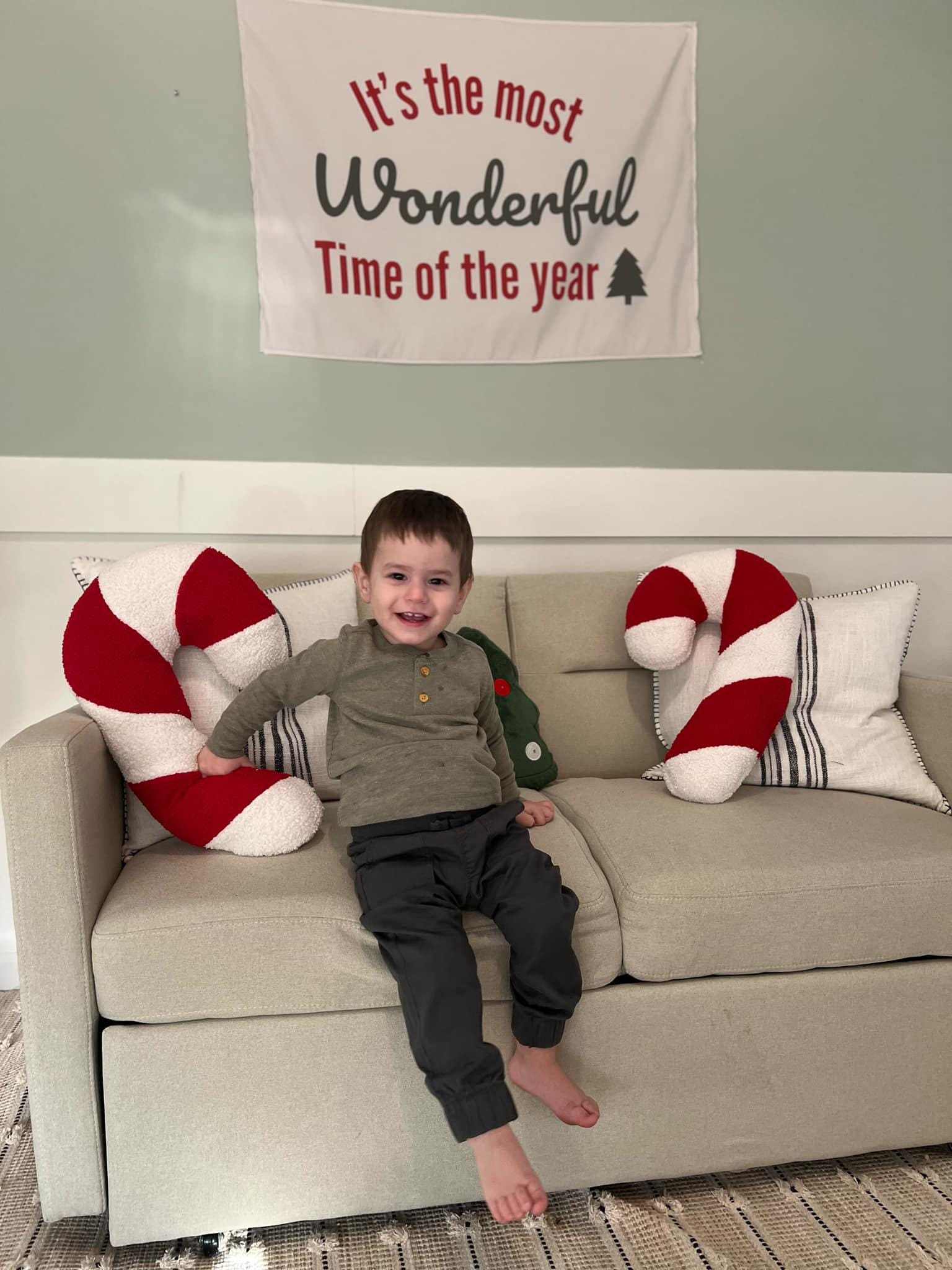 Christmas Banner, It's The Most Wonderful Time of The Year, Festive Kids Fabric Tapestry