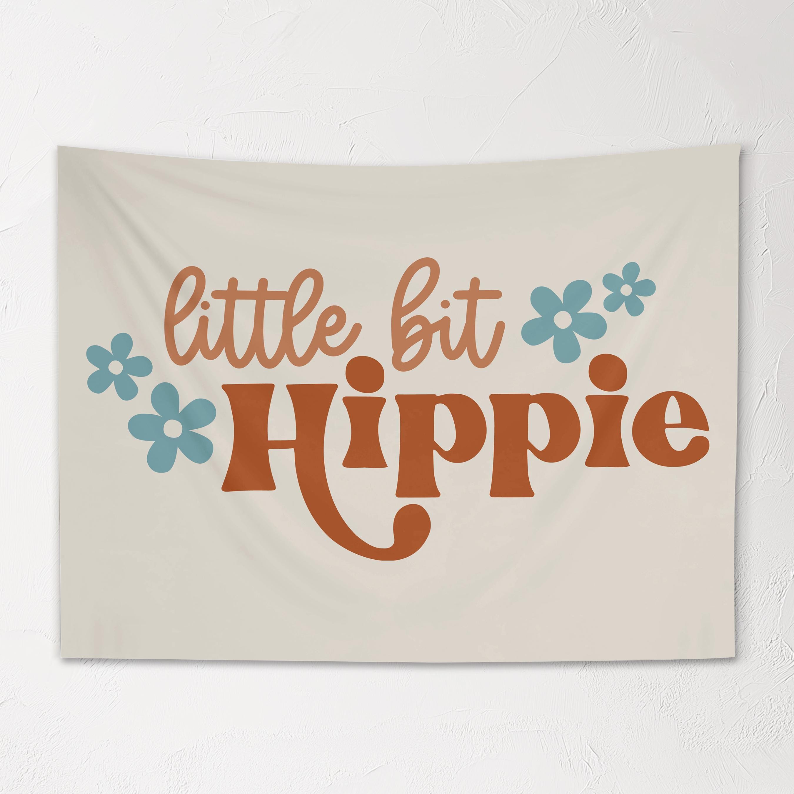 Fabric Tapestry Banner, A Little Bit Hippie , Kids Wall Art Room Decor